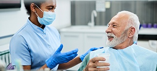 patient talking to dentist in Allentown